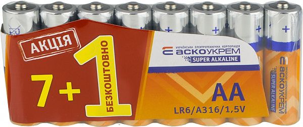 Батарейка лужна AА.LR6 АКЦІЯ  (shrink 7+1) Аско.LR6.S7F1 фото