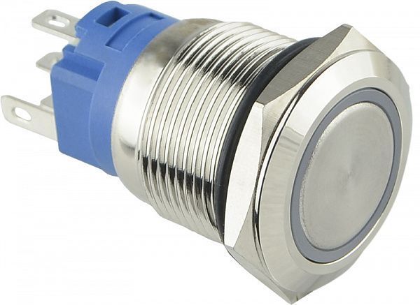 TYJ 19-271 Кнопка металлическая плоская с подсветкой, 1NO+1NC, зеленая 24V A0140010138 фото
