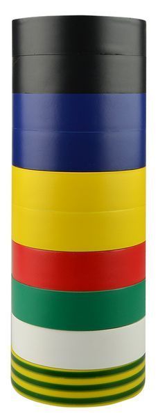 Изолента 0,13мм*19мм/20м Набор №3 (2 черные+2синие+2желтые+1красная+1зеленая+1белая+1ж/з) A0150020023 фото