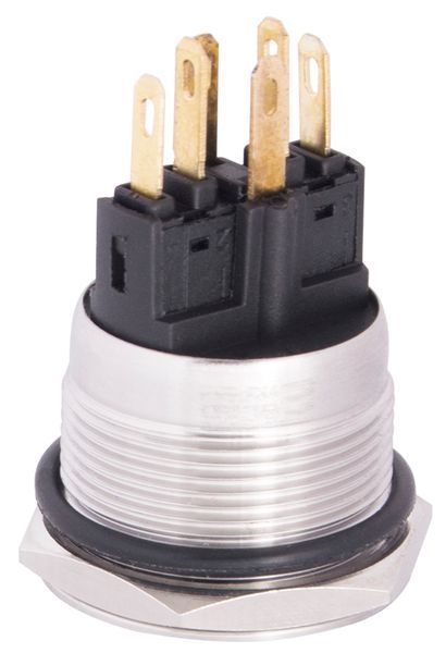 TYJ 22-271 Кнопка металлическая плоская с подсветкой, 1NO+1NC, зеленая 220V A0140010132 фото