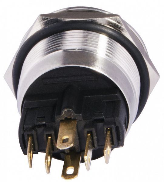 TYJ 22-271 Кнопка металлическая плоская с подсветкой, 1NO+1NC, зеленая 220V A0140010132 фото