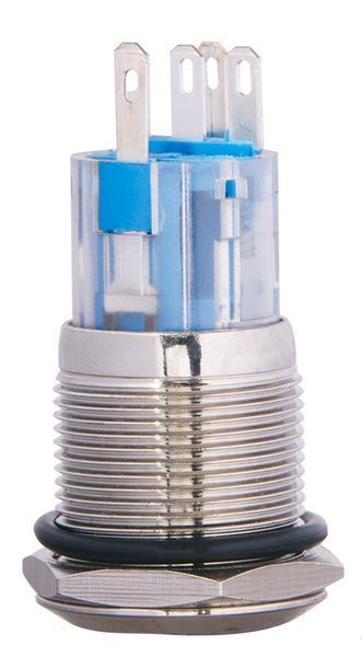TYJ 19-271  Кнопка металева пласка з підсвічуванням, 1NO+1NC, синя 24V A0140010143 фото