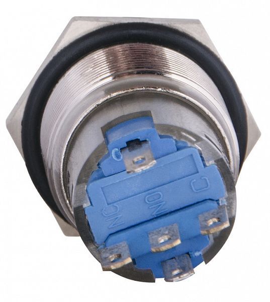 TYJ 19-271  Кнопка металева пласка з підсвічуванням, 1NO+1NC, синя 24V A0140010143 фото