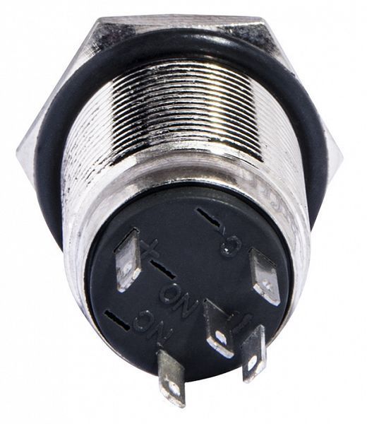 TYJ 16-261 Кнопка металлическая плоская с подсветкой, 1NO+1NC, зеленая 220V A0140010093 фото
