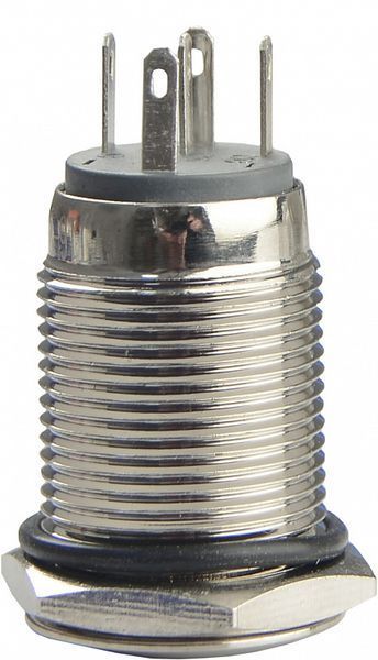 TYJ 16-261 Кнопка металлическая плоская с подсветкой, 1NO+1NC, желтая 220V A0140010094 фото
