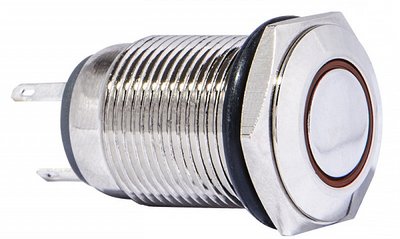 TYJ 16-261 Кнопка металлическая плоская с подсветкой, 1NO+1NC, красная 220V A0140010092 фото