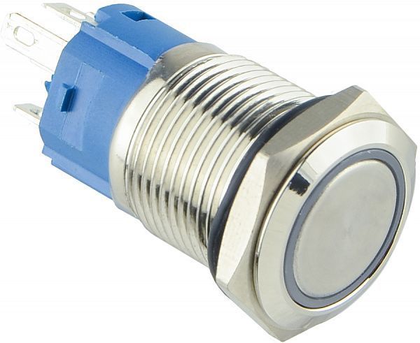 TYJ 16-261 Кнопка металлическая плоская с подсветкой, 1NO+1NC, красная 220V A0140010092 фото