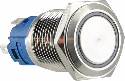 TYJ 16-361 Кнопка металлическая плоская с фиксацией. 1NO+1NC, с подсветкой, красная 220V A0140010098 фото
