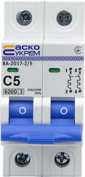 УКРЕМ ВА-2017/С 2р 5А АСКО Автоматичний вимикач A0010170037 фото