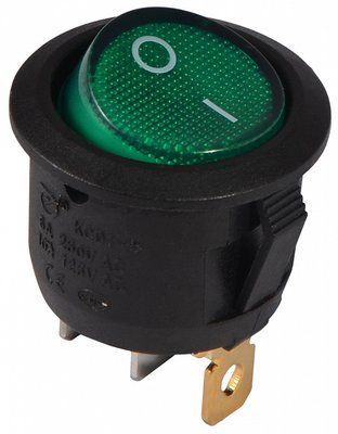 KCD1-5-101N GR/B  220V Перемикач 1 клав. круглий зелений з підсвічуванням A0140040072 фото