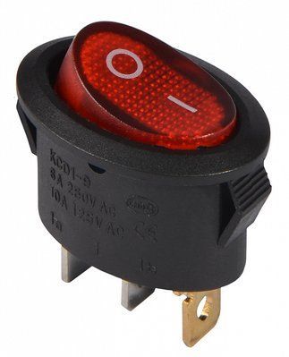 KCD1-9-101N R/B 220V Перемикач 1 клав. овал. червоний з підсвічуванням A0140040087 фото