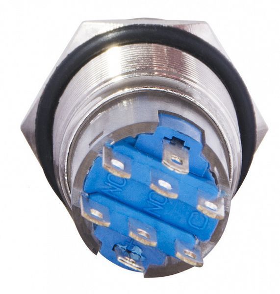 TYJ 19-272  Кнопка металева пласка з підсвічуванням, 2NO+2NC, жовта  220V A0140010115 фото