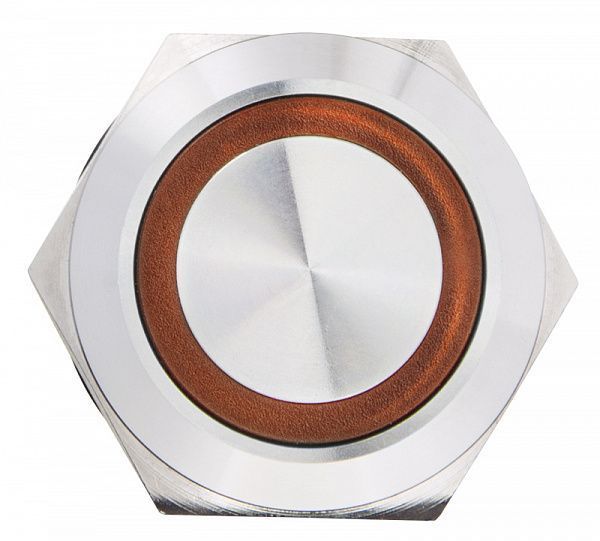 TYJ 19-271 Кнопка металлическая плоская с подсветкой, 1NO+1NC, желтая 220V A0140010114 фото