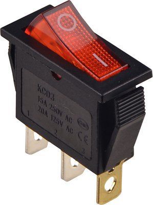 KCD3-101N R/B Перемикач 1 клав. з підсвічуванням 12 V AC/DC червоний A0140040172 фото