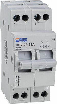 Ручний перемикач вводу (І-0-ІІ) RPV 2P 63A АСКО A0010220006 фото