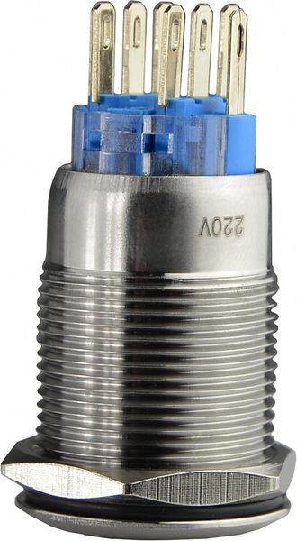TYJ 19-272 Кнопка металева пласка з підсвічуванням, 2NO+2NC, зелена 220V A0140010116 фото