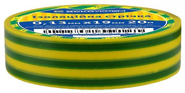 Лента изоляционная 0,13мм*19мм/20м желто-зеленая A0150020009 фото